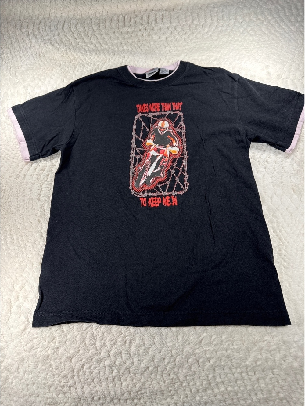 Xtreme Limit Black Graphic T-Shirt with Pink Trim Size 10/12